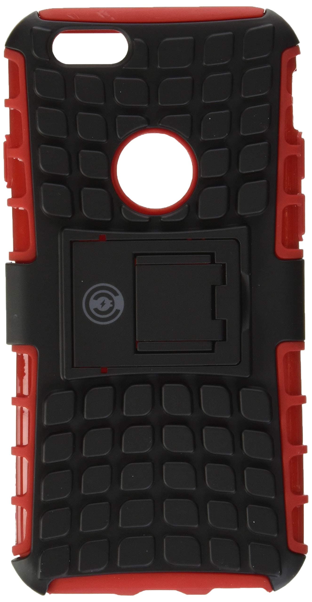 iPhone 6S Case, Apple Compatible iPhone 6 Phone Case Heavy Duty Dual Layer 2 in 1 Thin Rugged Silicone Rubber Hybrid Hard/Soft Impact Protector Cover [with Kickstand Holder] (Red)