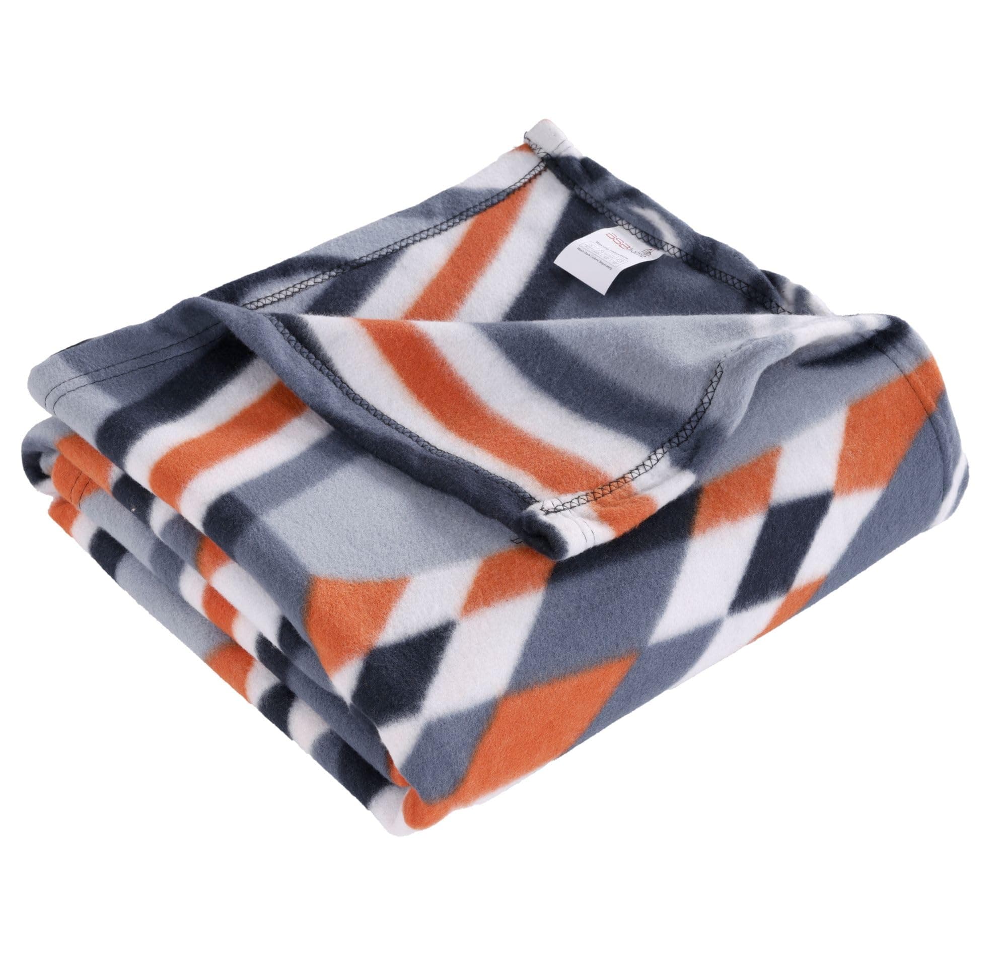 VAS COLLECTIONS - 300 TC All Season Solid/Plain/Printed Light Weight Polar Fleece Single Bed Blanket Lightweight, (152 x 230 cm, Grey, Black & Orange)