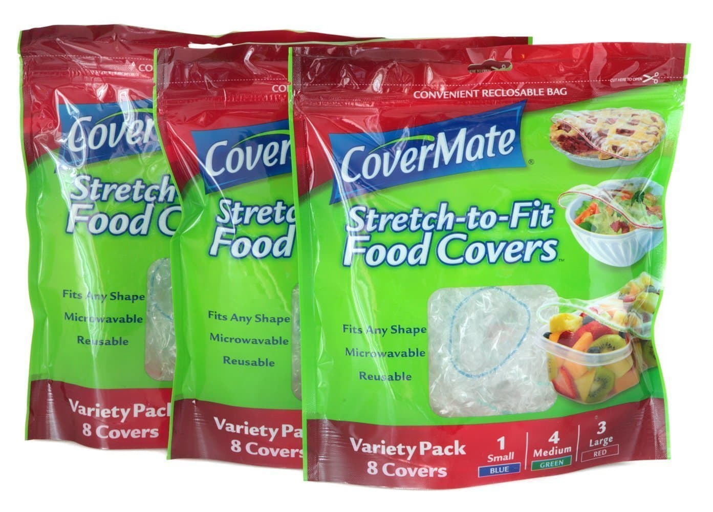 Stretch-to-fit Food Covers 3 pack