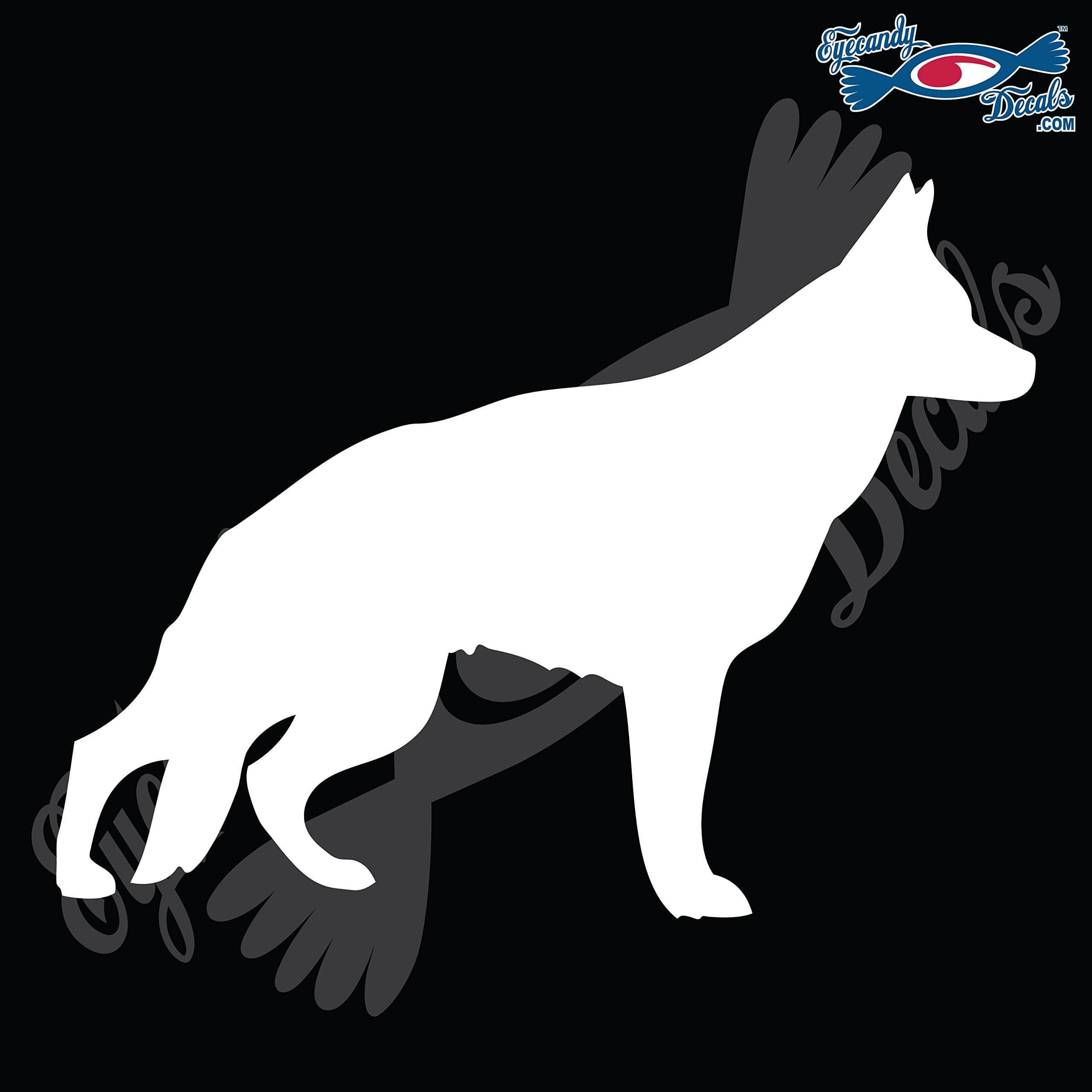 Eyecandy DecalsGerman Shepherd Dog Standing Facing Right 5" White Decal Sticker