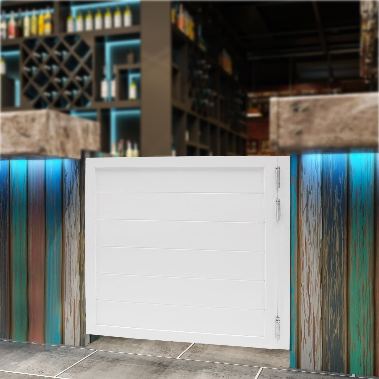 Swinging Doors Cafe Doors, Interior Solid Wood Swing Door, Saloon Cafe Doors, Half Door for Doorways with 3 Spring Hinges, Bar Porch Entrance Counter Swinging Door for Indoor, 35.4x35.4in (White)