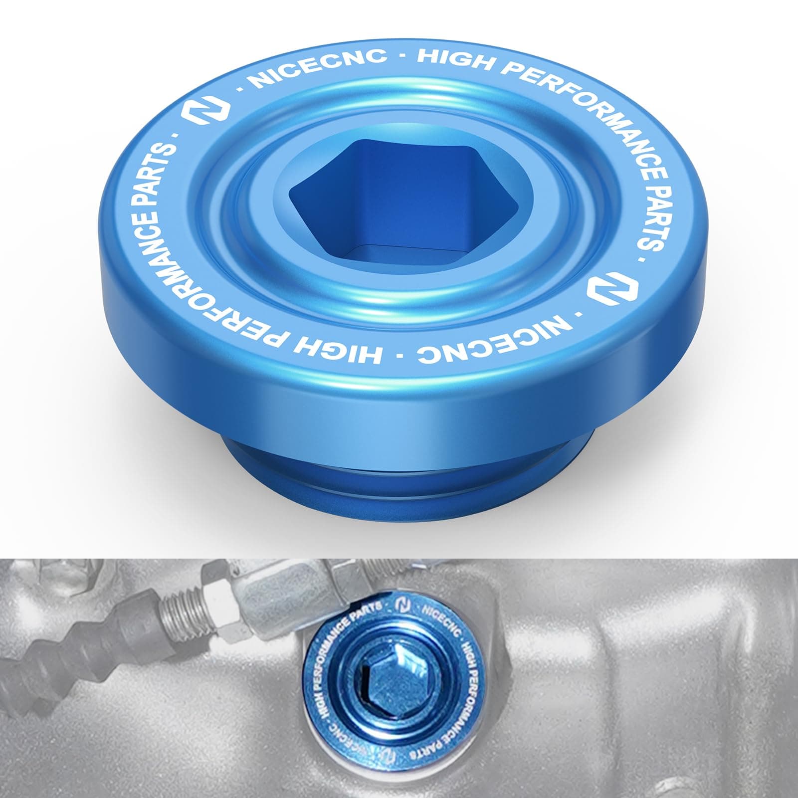 NICECNC Crankcase Oil Drain Plug with O-Ring Compatible with Yamaha Raptor 700 2006-2023/ Raptor 700R 2009,2011-2023/ YFM700RSE 2013-2023 / Wolverine X4 2018-2020/ YZF R1 2004-2023, Blue