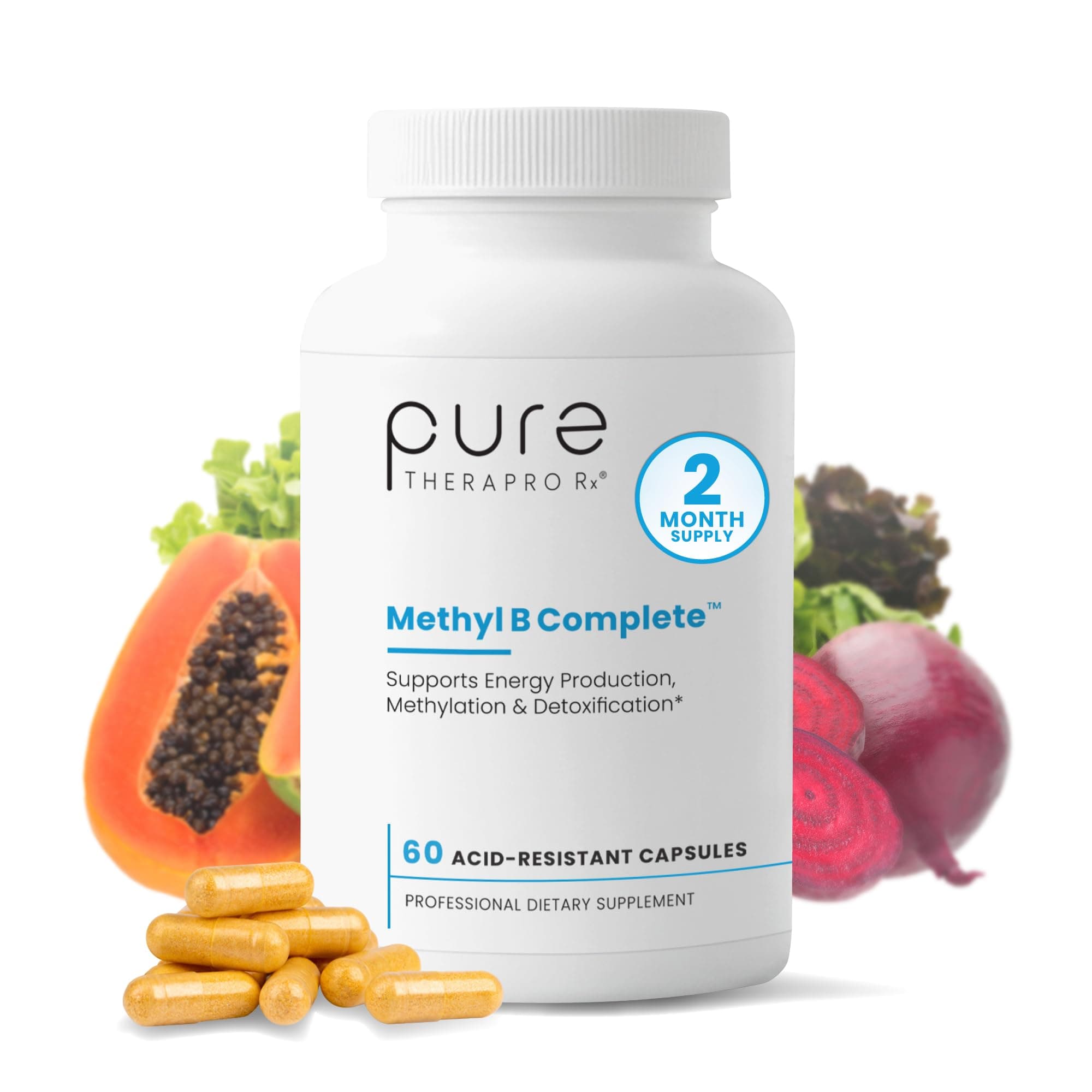 - Methyl B Complete - 60 Vegetable Capsules | Optimal Methylation Support Supplement with Quatrefolic 5-MTHF (Active folate), Methylcobalamin (Active B12), B2, B6, and TMG | Pharmaceutical Grade