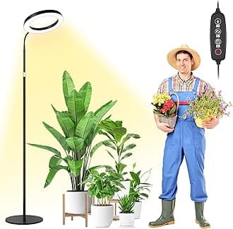 LBW 10.2in Grow Lights for Indoor Plants Full Spectrum with Stand, Floor Plant Growing Lamp for Large Plants, Auto ON/Off Timer 4/8/12H, 4 Dimmable Levels, 68in Adjustable Height