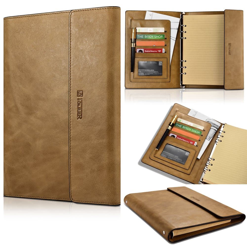 Size A5 Refillable Leather Journal Refillable Travelers Notebook AMAZING BUNDLE Vintage Antique Genuine Leather Travel Diary + Pen + Penholder + Zipper + Card Pocket + Notes Sketching Drawing (yellow)