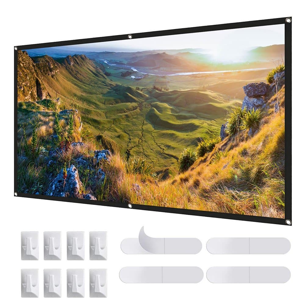 Taacoo 100 inch Projector Screen 16:9 HD Portable Foldable Anti-crease Projection Screen for Indoor Outdoor Home Theater Movie Party Support Double Sided Projection