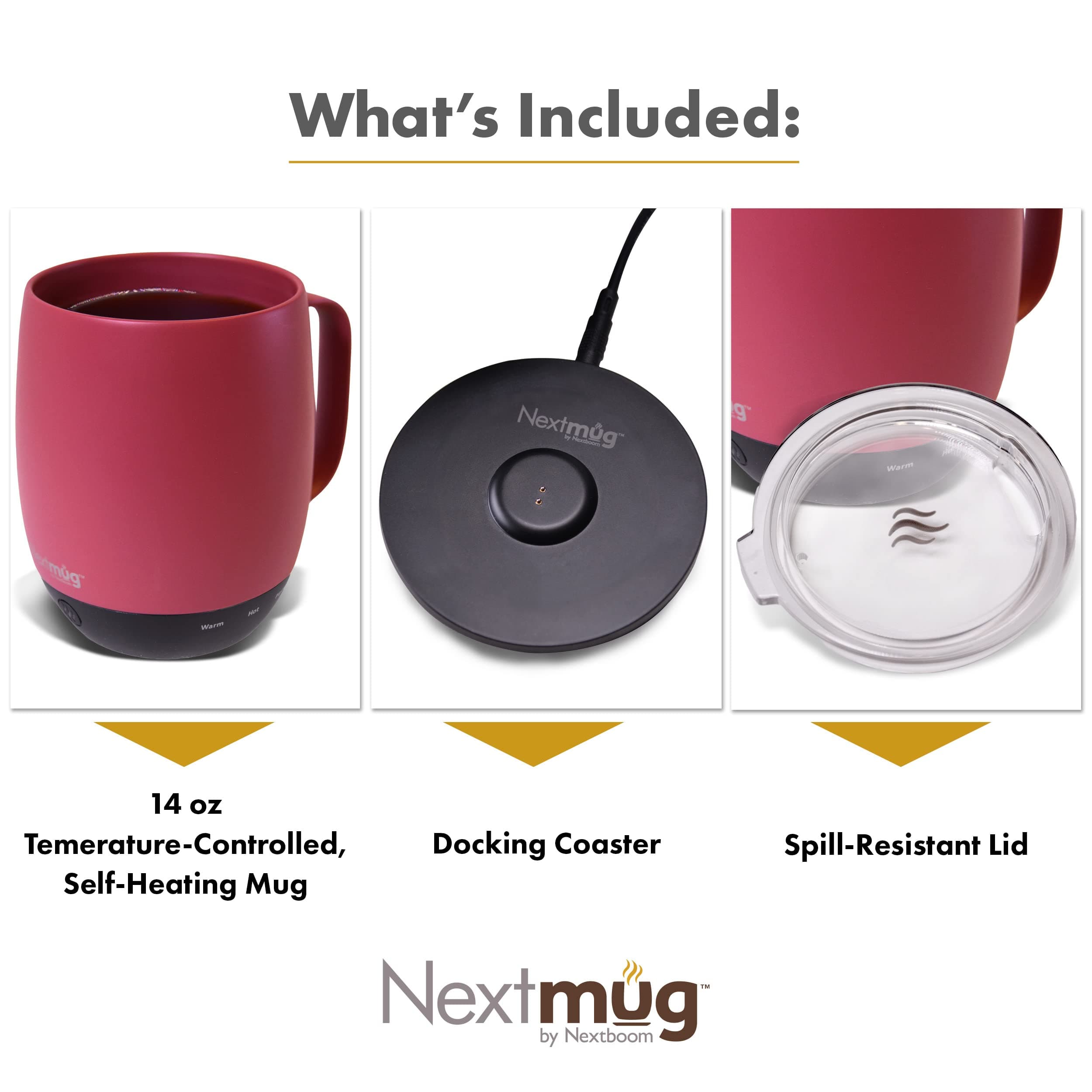 Temperature-Controlled, Self-Heating Coffee Mug (Dusty Rose - 14 oz.)