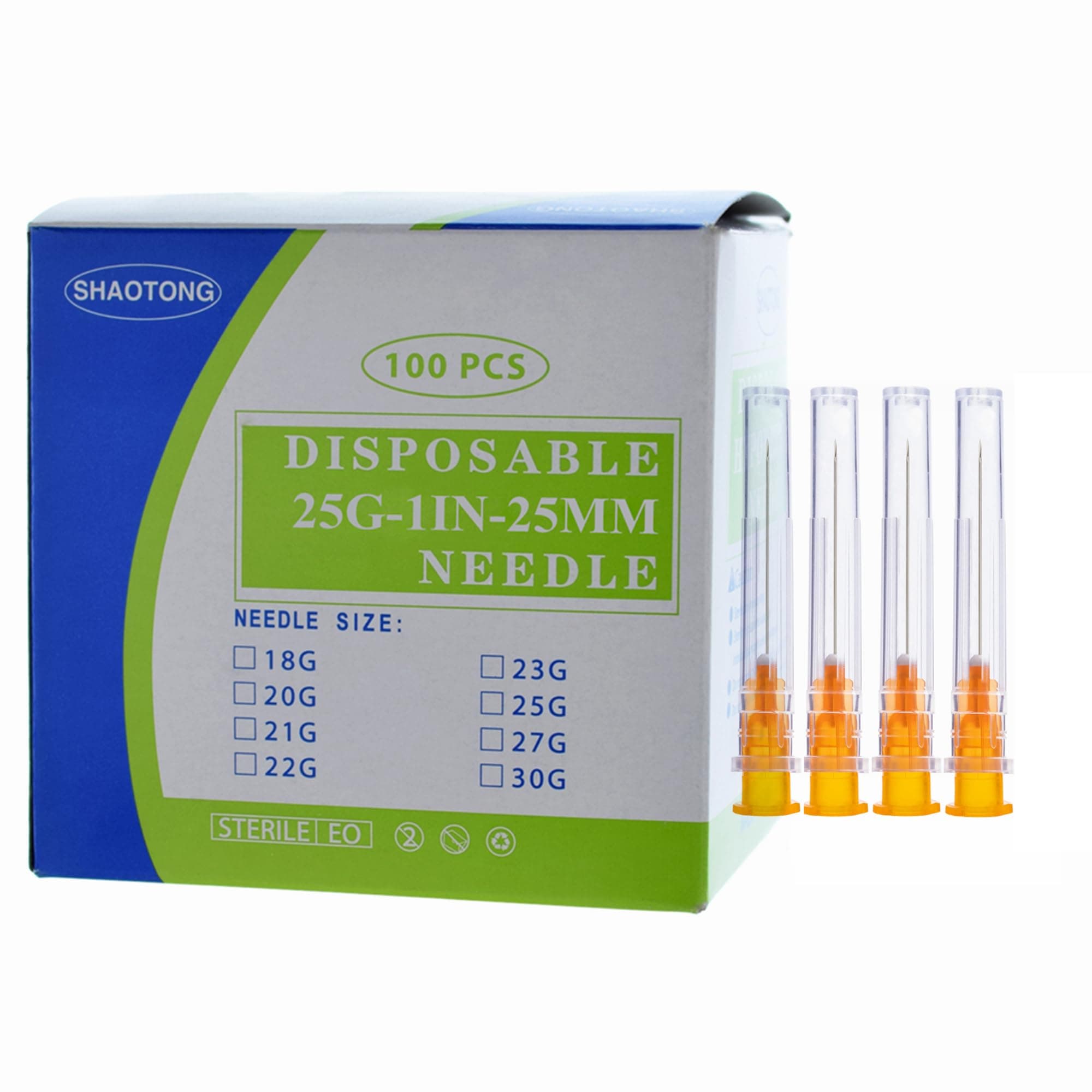 Disposable sterile needles 100Pack (25G-1IN)