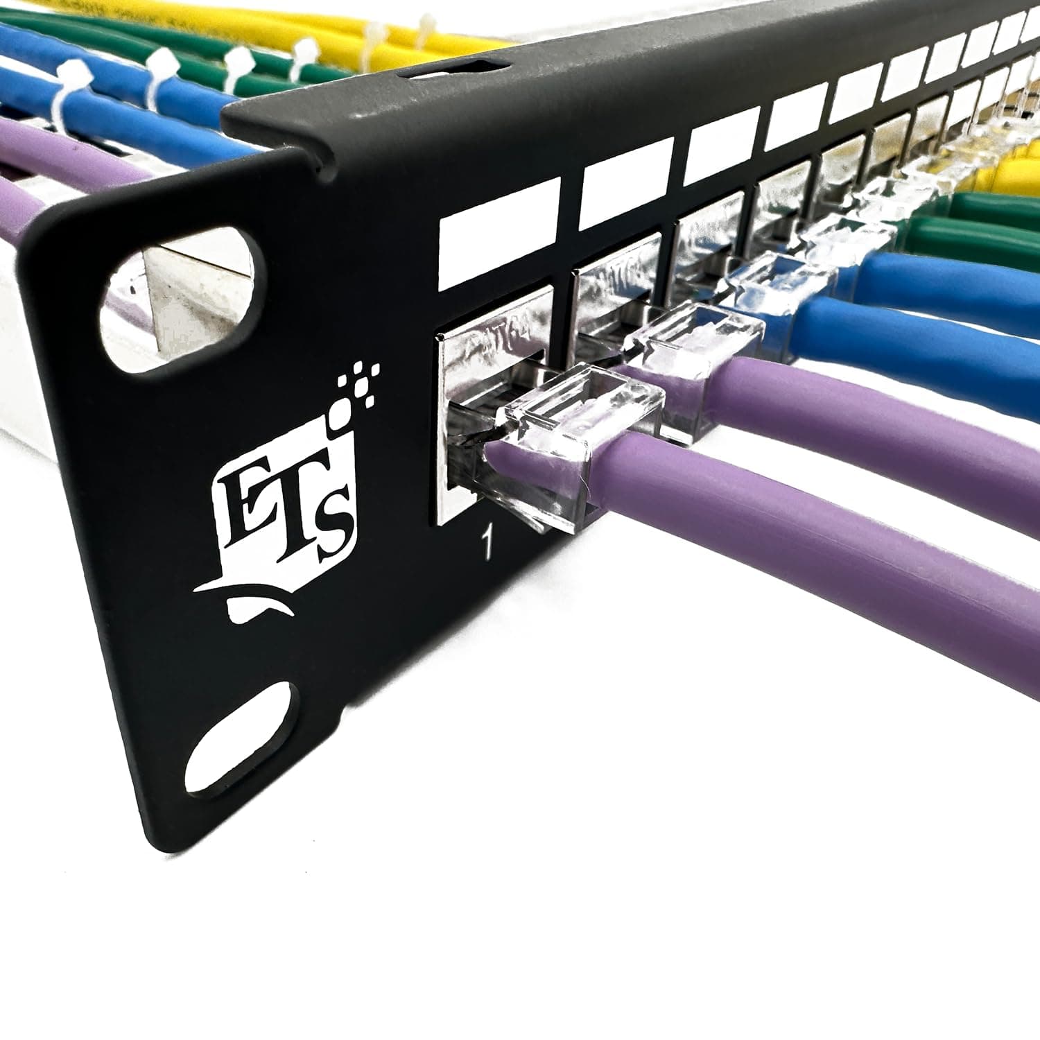 - ETS 24-Port CAT6A FTP Shielded 1U Patch Panel 19-Inch Loaded w/Tool-Less Keystone Jacks Rackmount or Wallmount