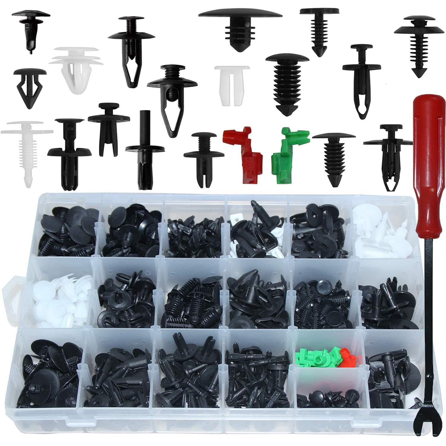 Auto Clips Car Body Retainer Assortment Clips Set Tailgate Handle Rod Clip Retainer Auto Push Rivets Plastic 19 MOST Popular Sizes Car Clips 425 PCS With 1 Fasteners Removal Tool For GM Ford Chevy