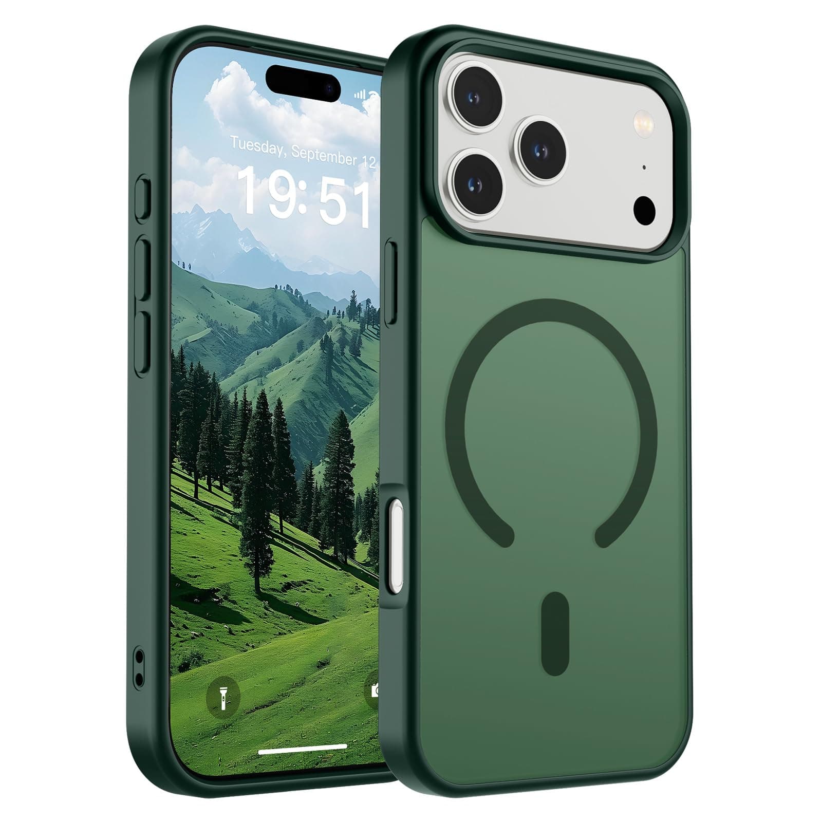 SUPFINE Magnetic for iPhone 17 Pro Max Case (Compatible with MagSafe)(Military Grade Drop Protection) Translucent Matte Shockproof with Anti-Fingerprint Phone Cover 2025,Forest Green