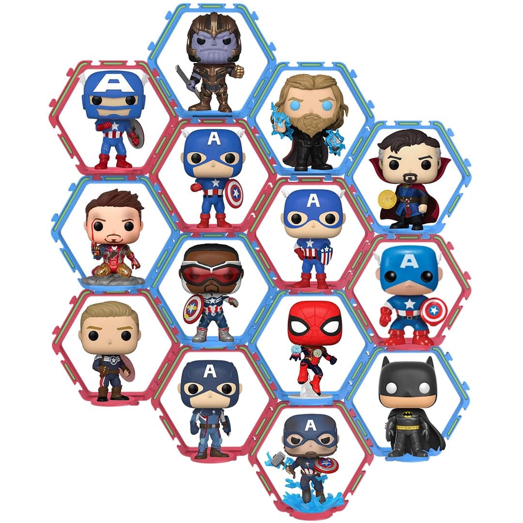 YODAR 14 PCS Riser Display Shelf for Funko POP Figures, Floating Shelves Display Ledge for Organizer and Decoration, Collectibles Display Stands Showcase, Glowing at night