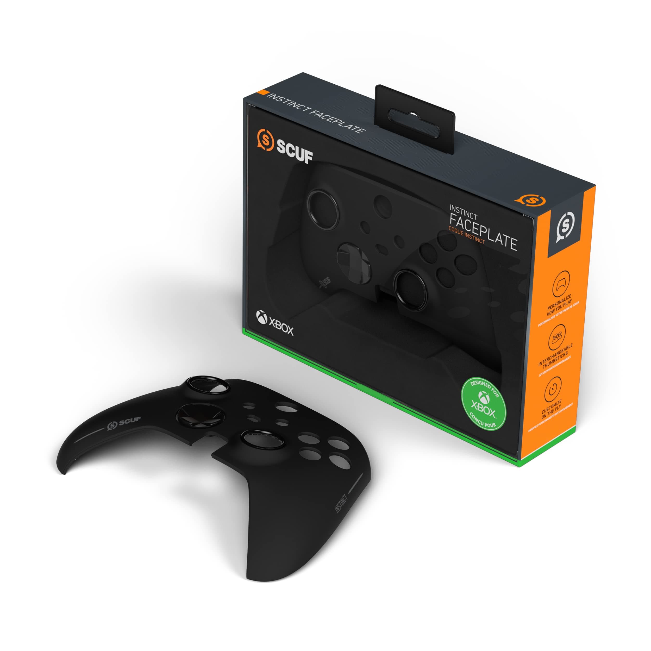 Instinct Controller Removeable Faceplate Kit - Anti Friction Rings - Xbox Series X, S, Xbox One - Black
