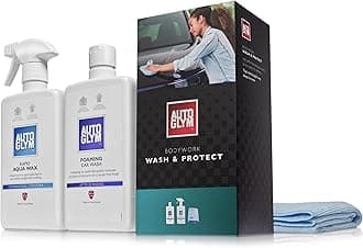 Autoglym Bodywork Wash and Protect - 4-Piece Car Cleaning Kit For Car Exteriors, Car Care Gift Set Includes Foaming Car Wash-500 ml, Rapid Aqua Wax-500 ml, 2 Car Cleaning Microfibre Towels