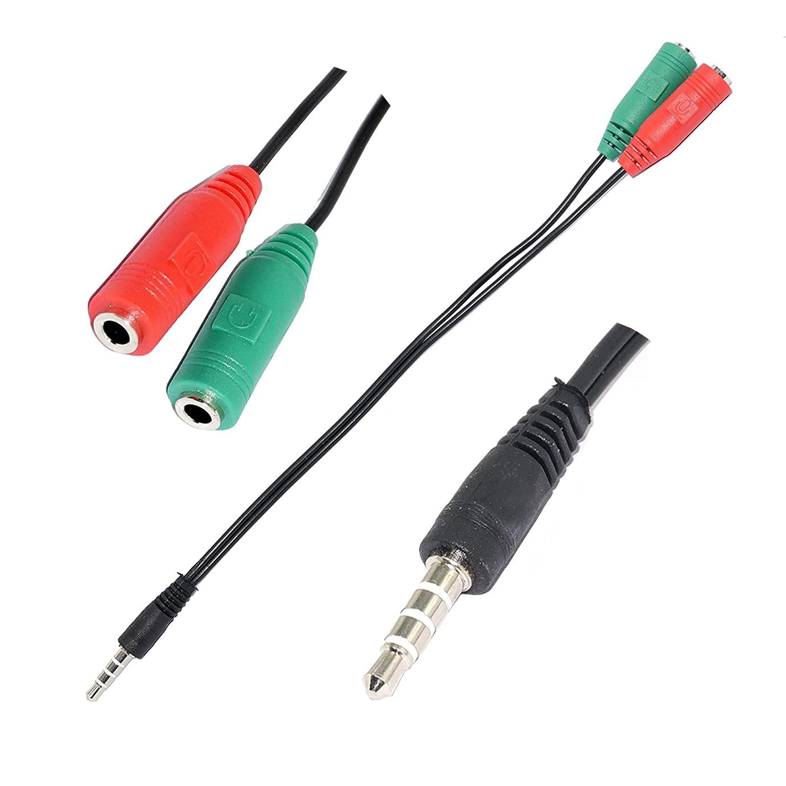 RiaTech 3.5 mm Audio Jack to Headphone Microphone Splitter Converter Adaptor Cable (Multicolour)