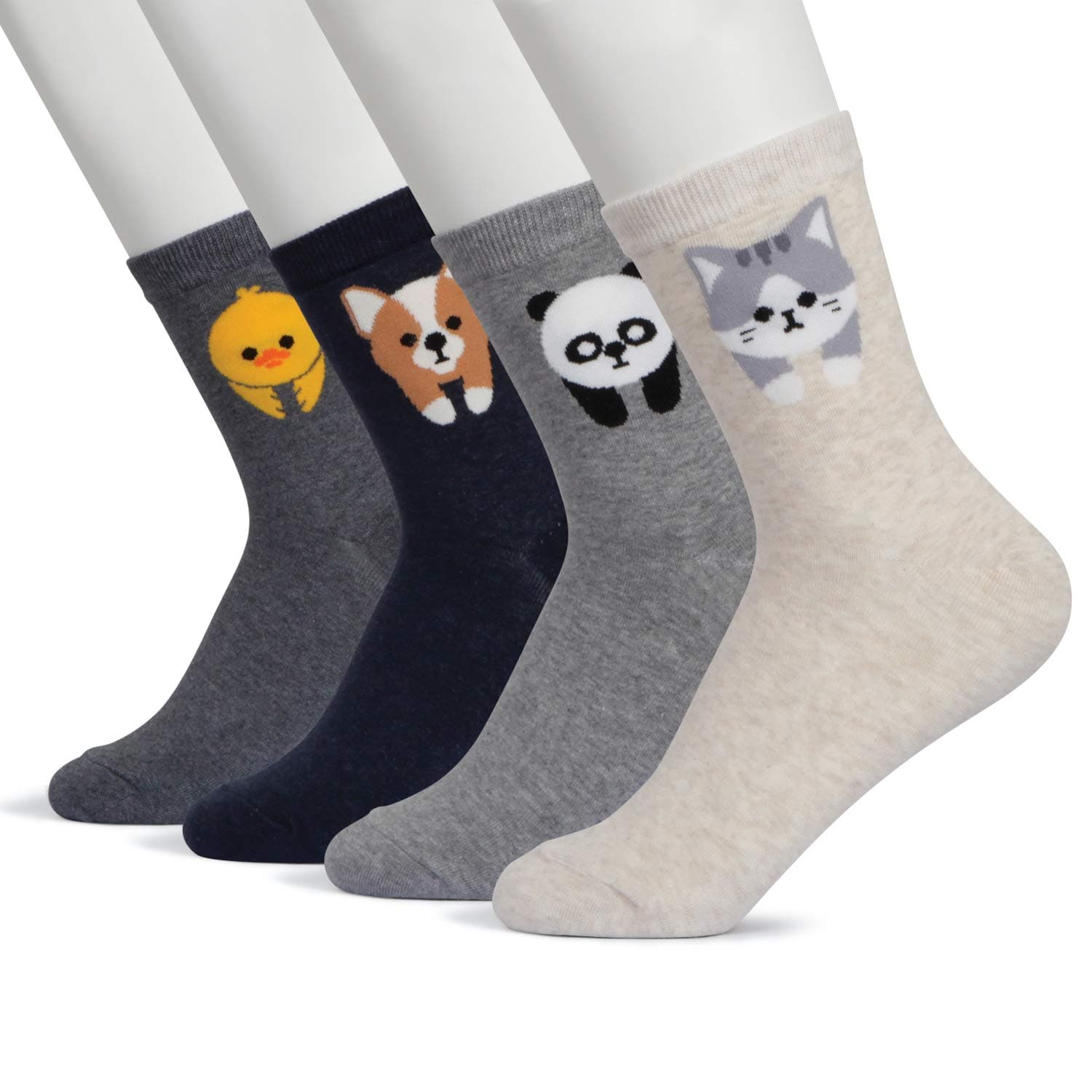 Women's Crew Socks 3-6 Pack by Happytree, Fun Cool Cats Dogs Cartoon Sweet Animal Design Good for Gift Idea One Size Fits All
