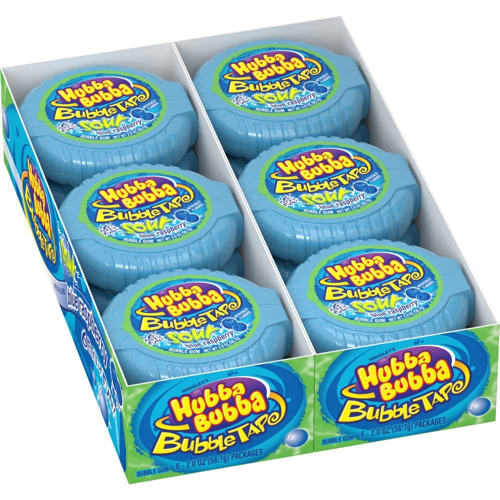 Sour Blue Raspberry Bubble Gum Tape, 2 Ounce (Pack of 12)