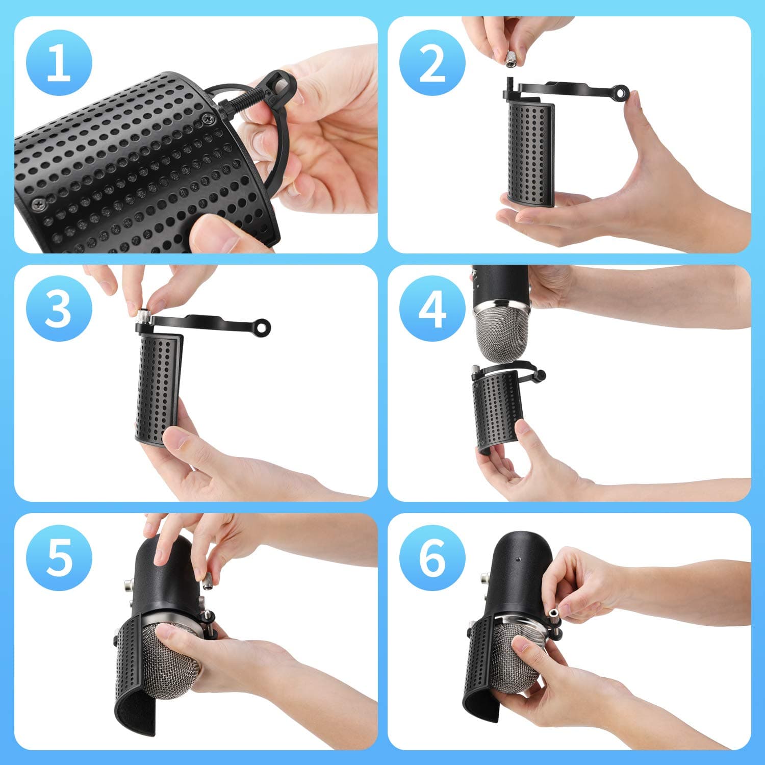 Pop Filter, Moukey  [Upgraded Three Layers] Metal Panel & Metal Mesh &  Foam