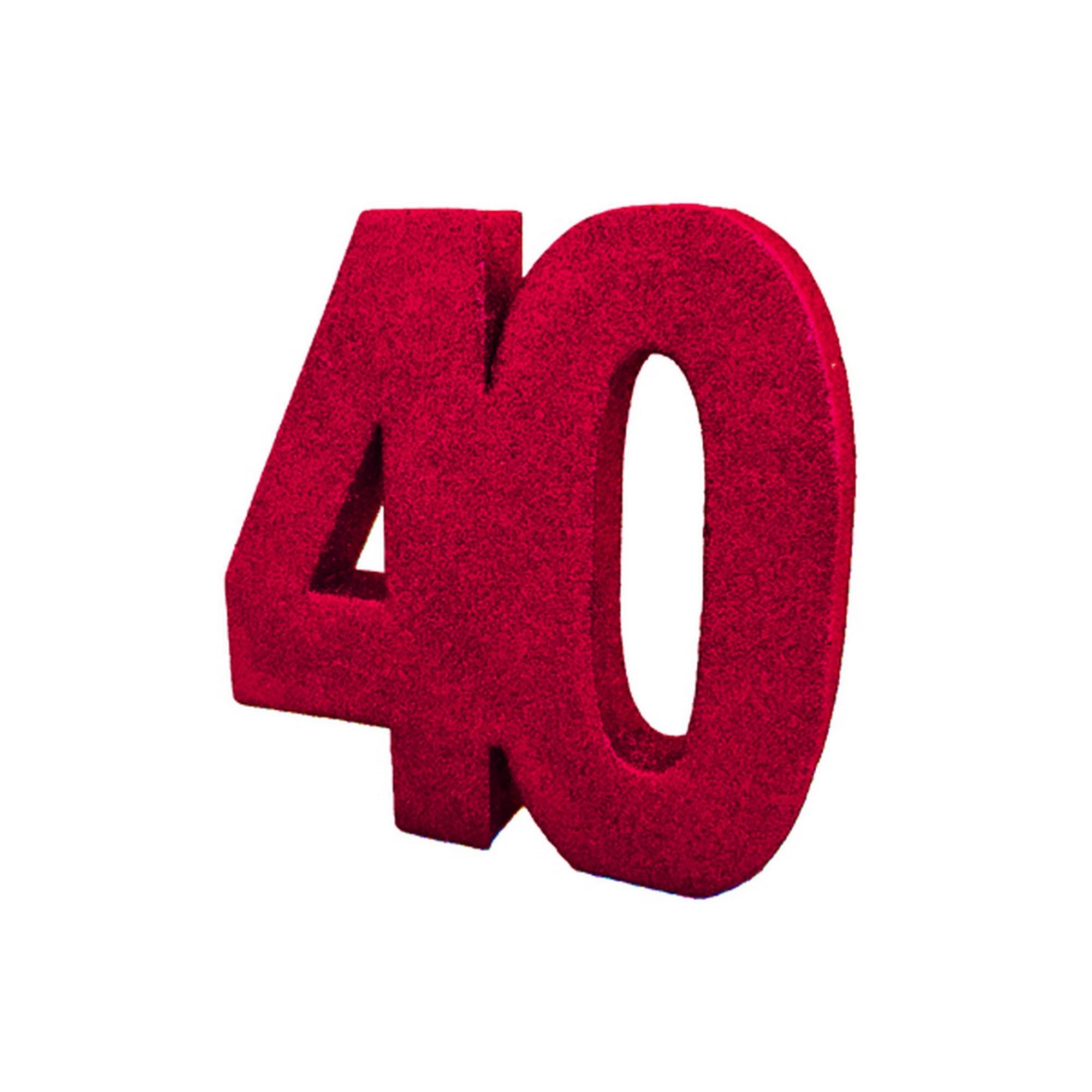 Number 40 Glitter Table Decoration Ruby | Party Centrepiece | Milestone Age Birthday Decoration | Party Keepsake | Pack of 1 | 20cm | H111
