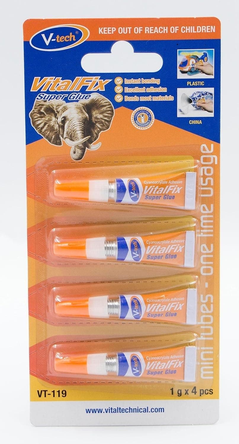 V-Tech Vital Fix Super Glue | One Drop Instant Adhesive | For Instant Sticking And Strong Bond | Multipurpose Use | Non-Stick, Non-Staining (4g, Clear, Pack Of 1)