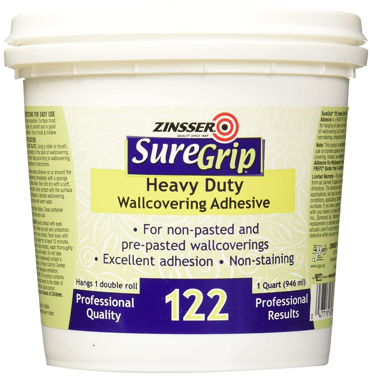 Rustoleum 1 Quart Clear SureGrip 122 Heavy Duty Strippable Wall Covering Adhesi