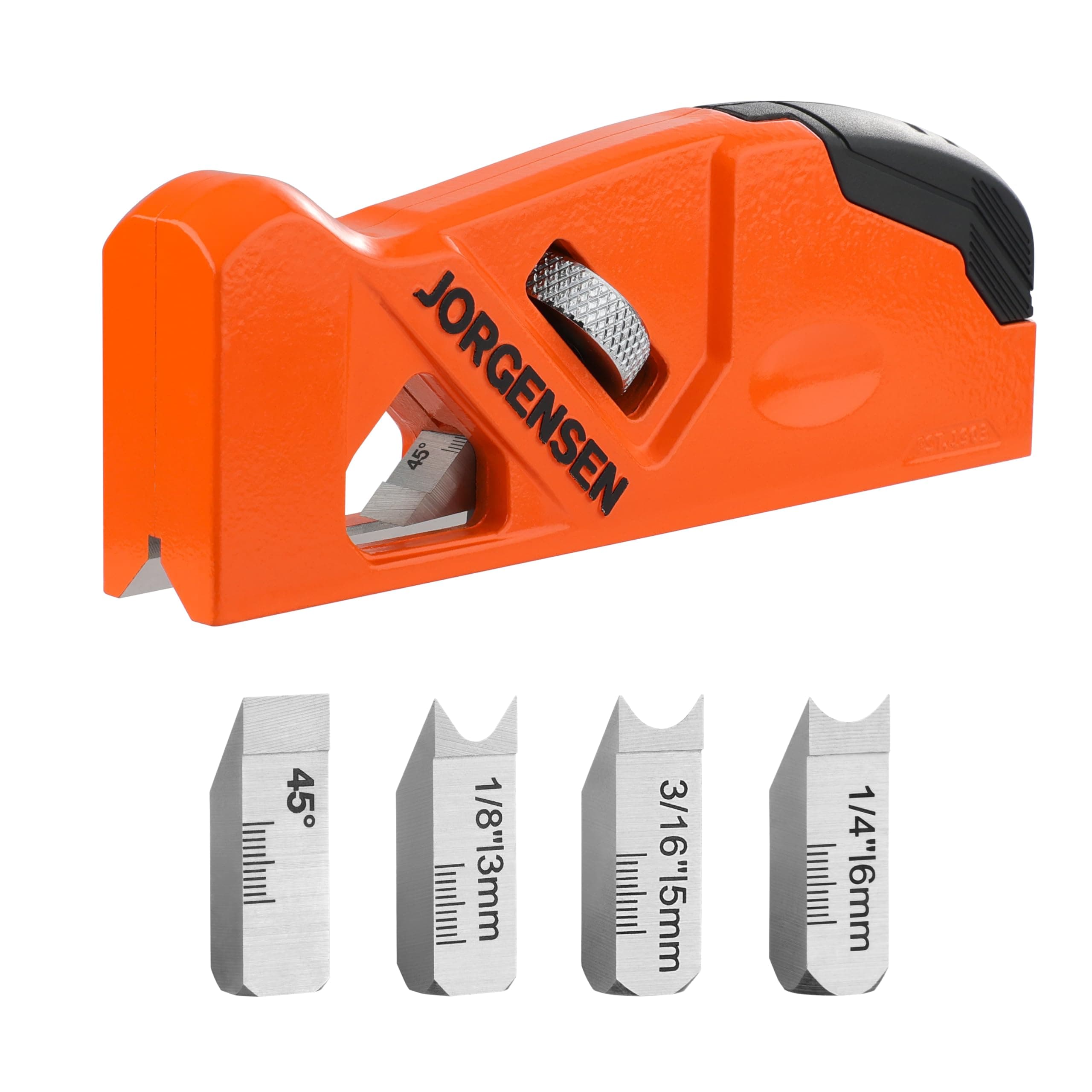 JORGENSEN Chamfer Plane, Edge Corner Plane with 4 Cutter Heads, Storage Space - Hand Plane for Woodworking, Carpenter Woodworking Tools for Edge Trimming of Wood, Edge Corner Flattening