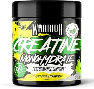 Warrior Creatine Monohydrate Powder 300g (90 Servings) – Pure Micronised Creatine Powder Supplement for Men & Women, Pre & Post Workout Strength, Muscle Growth & Recovery, Vegan – Lightning Lemonade