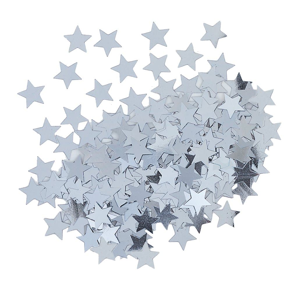 Unique Star Shaped Confetti, Silver standard size 90371