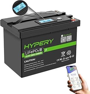 Smart 12V 50AH LiFePO4 Battery with Bluetooth, LED Display Screen, Safety Switch and BMS, Perfect Lithium Battery for RVs, Golf Carts, Boats and Home Energy Storage