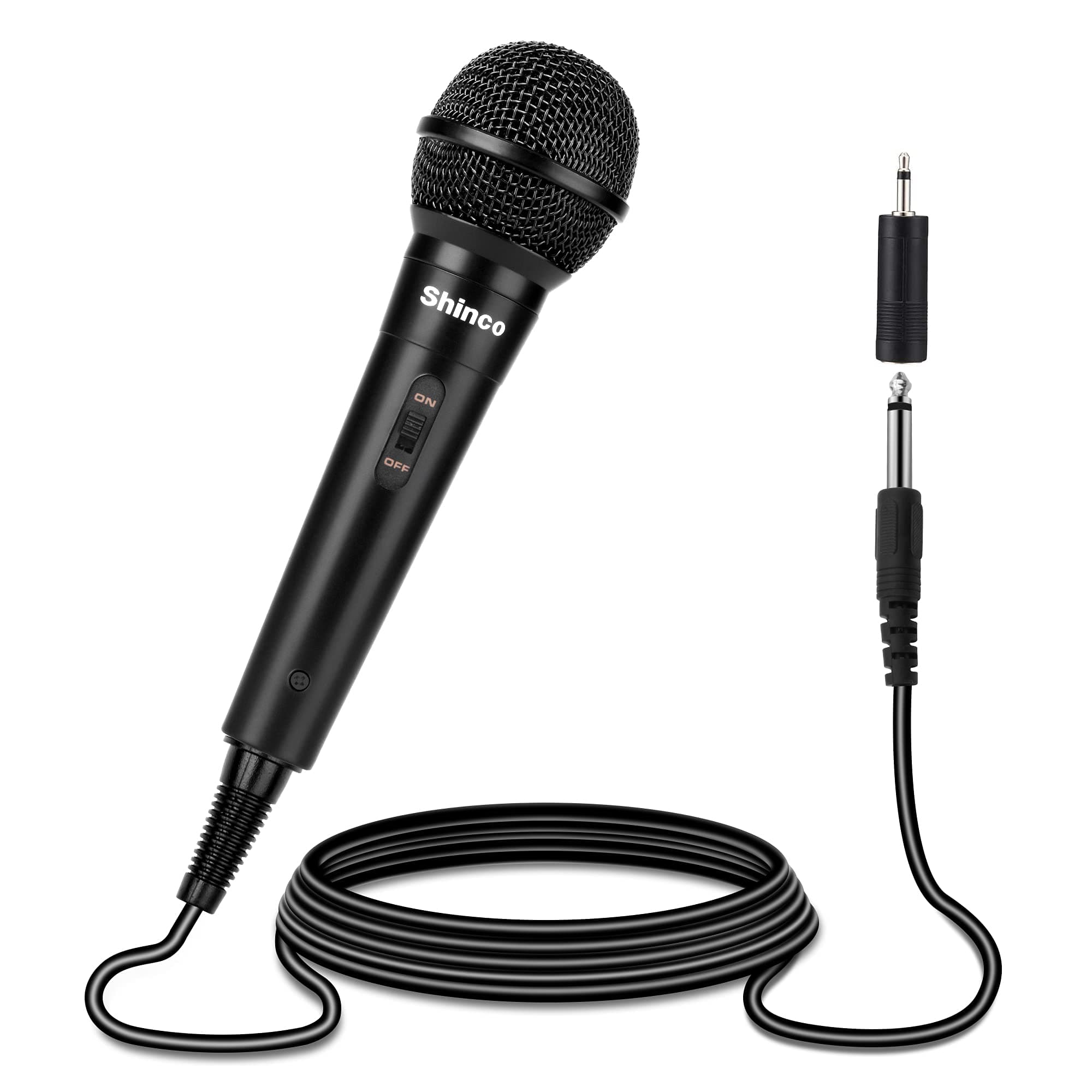 Shinco Handheld Mic, Cardioid Vocal Dynamic Microphone with 13ft Cable and ON/Off Switch, Plug-in Microphone for Karaoke Singing Machine, AMP, and Speaker