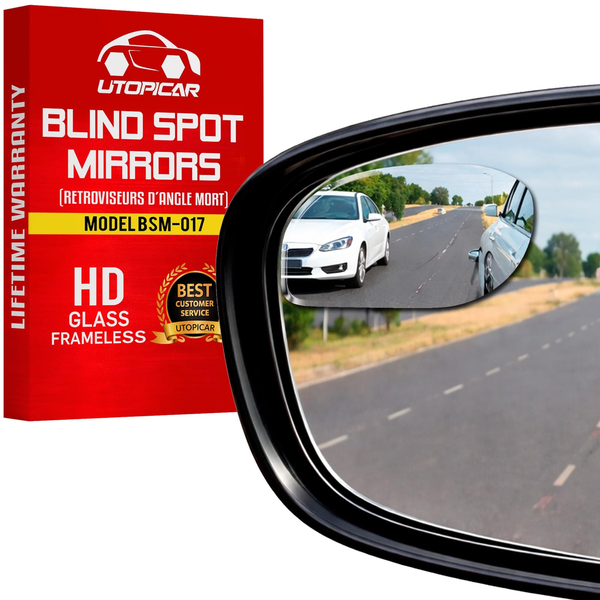 Blind Spot Convex Car Mirror - Rearview Accessories for Car Interior - Automotive Blindspot Mirrors for Larger Image and Improved Traffic Safety (2-Pack)
