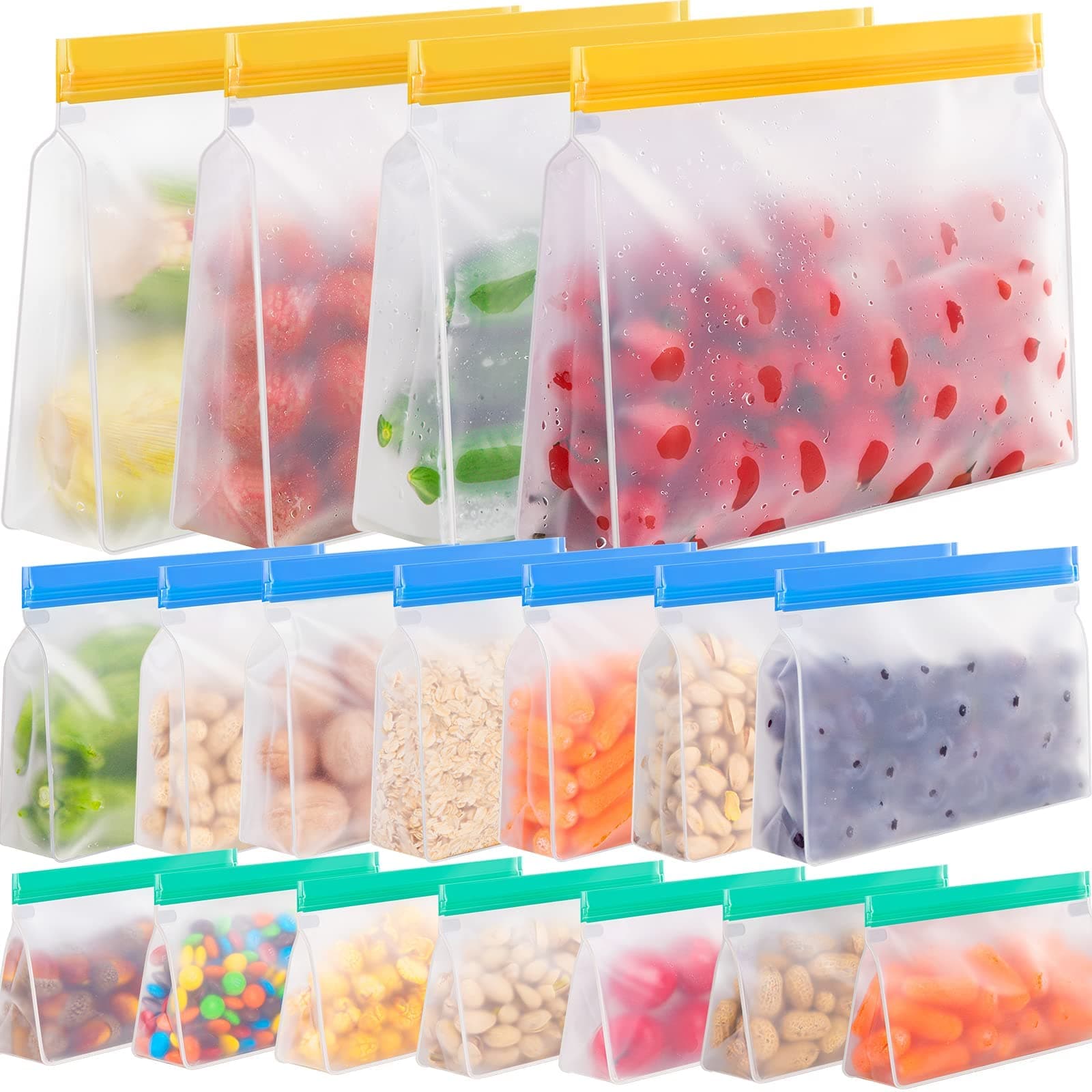 IDEATECHReusable Food Storage Bags Stand Up (18Pack)