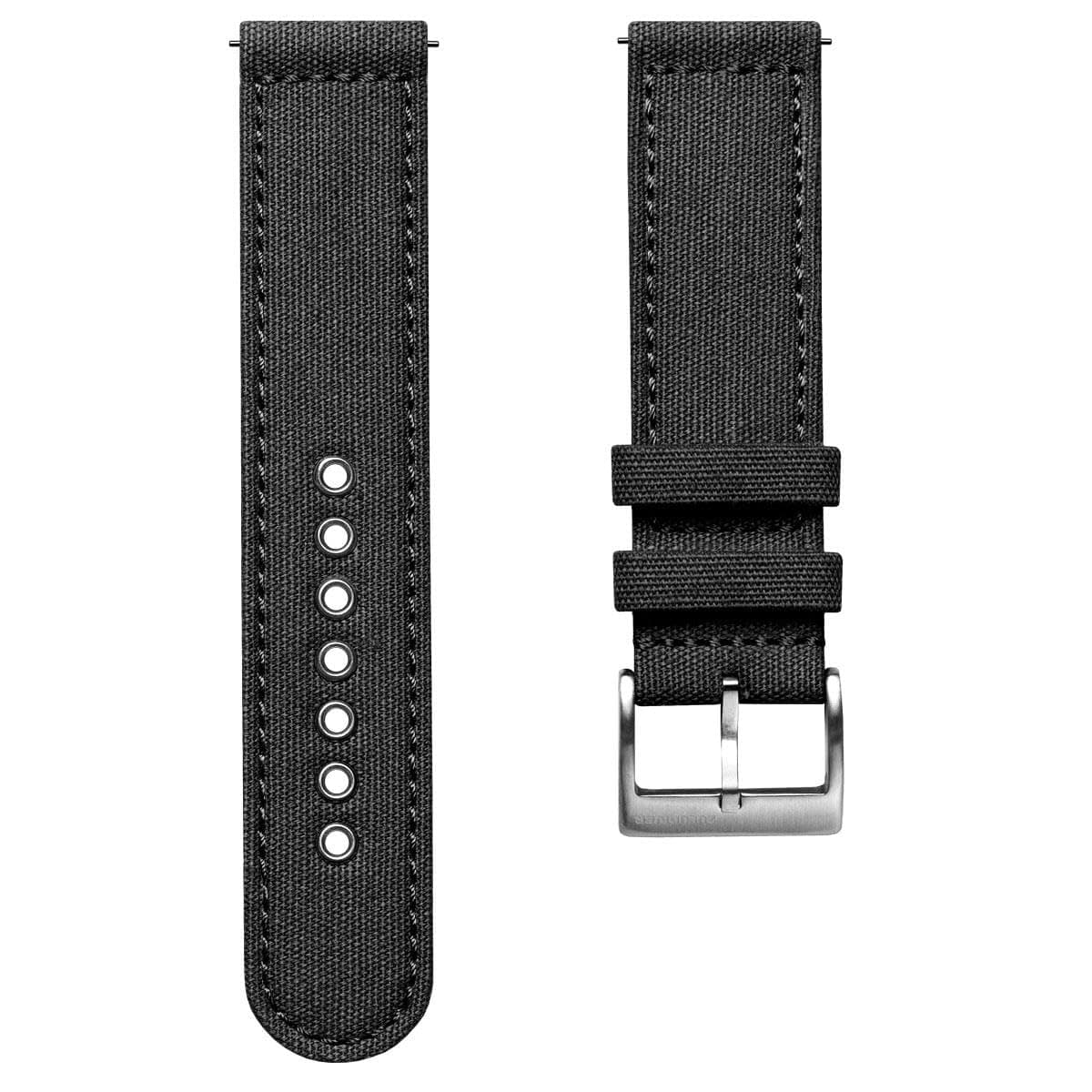 Croyde Canvas Replacement Watch Strap, 100% Cotton Fabric, Rugged And Durable, Military Style Vintage Look, Brushed Steel Buckle, Size 18mm, 20mm, 22mm