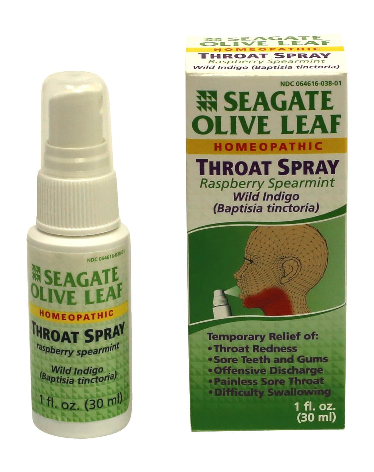 Seagate, Olive Leaf Throat Spray, Raspberry Spearmint, 1 fl oz (30 ml)
