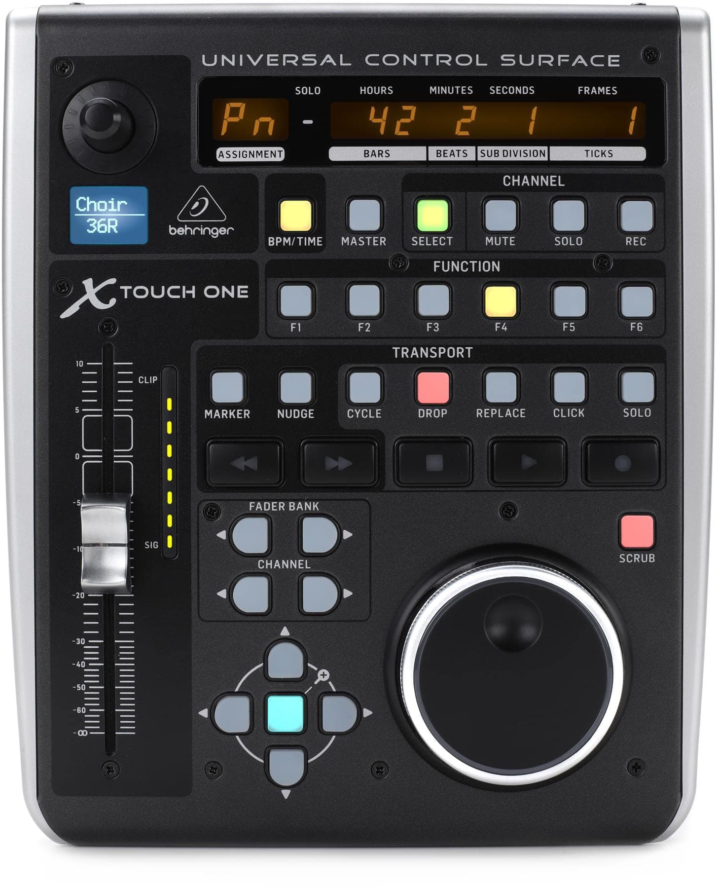 Behringer X-TOUCH ONE USB DAW Controller with Motorised Fader & LCD Display, Universal Studio Control Surface for Music Production with PC & Mac (Black)
