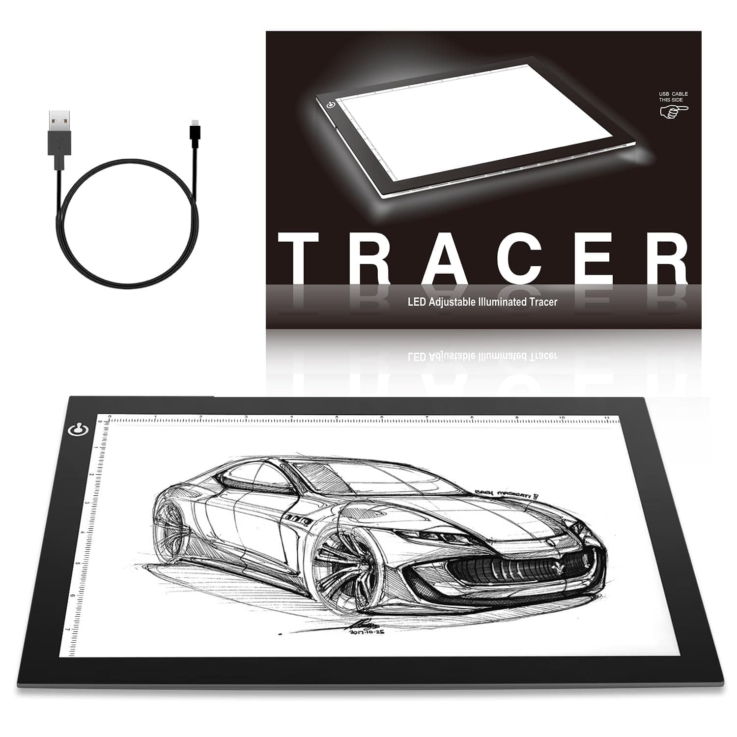 ME456 A4 LED Light Box 9x12 Inch Light Pad Only 5mm Ultra-Thin USB Power Light Table for Tracing, Tattoo Transferring, Drawing, Streaming, Sketching, Animation, Stenciling, Diamond Art Painting