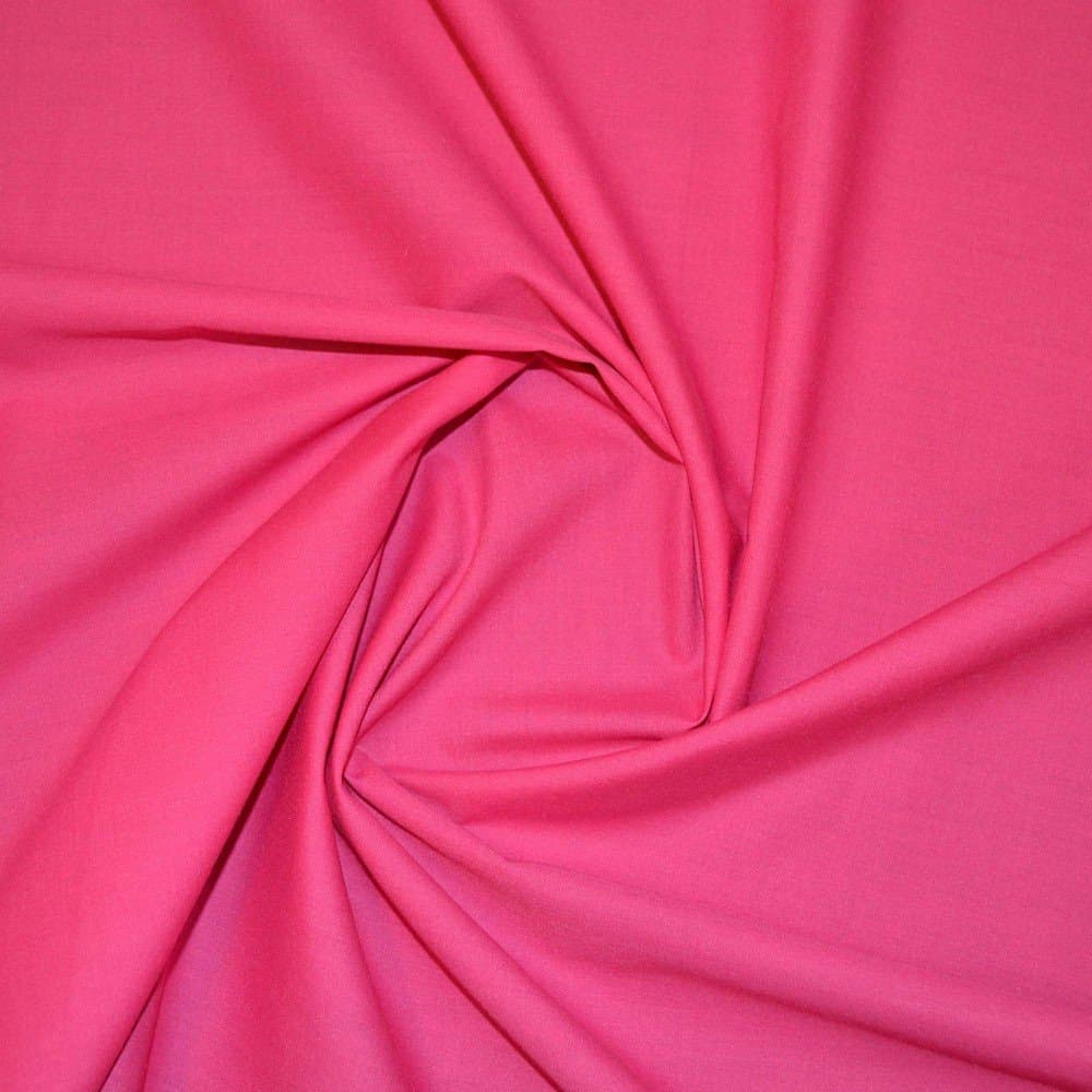 Hot Pink - 1 Metre - Plain Coloured Polycotton Fabric Material Poly-Cotton Dress Fabric 112cm Width Bright Cerise Pink