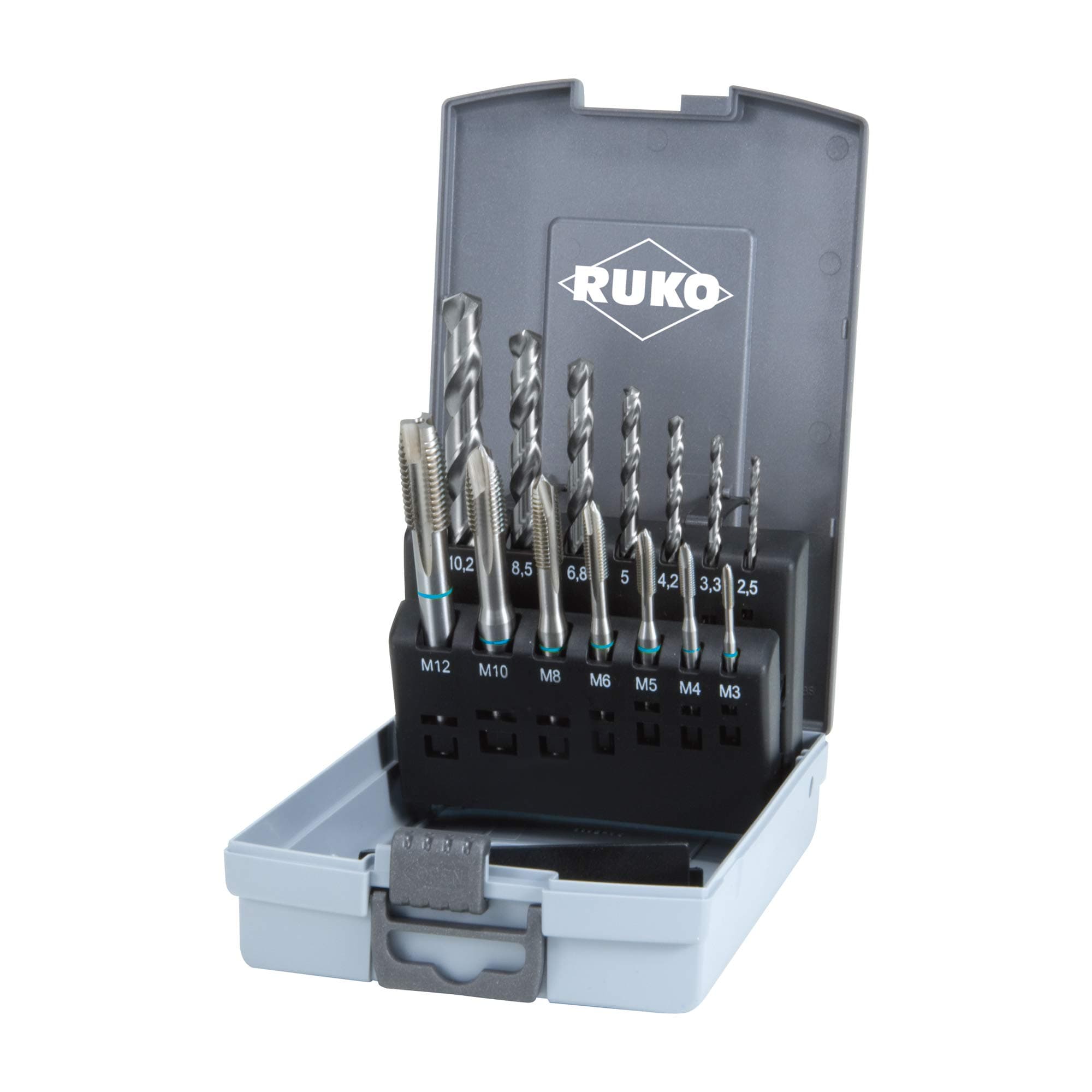 HSS Machine Tap Set in Plastic Case, Bright Finish, 14 Pieces, R245048RO