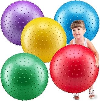 18-Inch Big Balls for Toddlers and Kids - Inflatable Giant Balls for Kids with Hand Air Pump, Big Bouncy, Sensory Play, Stress Toy, Knobby, Large Playground, Recess, Games for Children