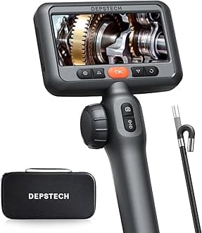 DEPSTECH 210° Two-Way Articulating Borescope, 0.24in Ultra-Slim Endoscope Camera with Lights, 4.5” IPS Screen, 5ft Waterproof Flexible Snake Tube, Industrial Inspection Camera for Automotive Mechanics