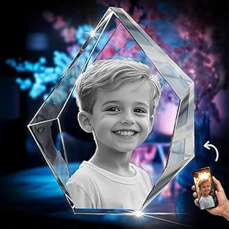 3D innovation 3D Crystal Photo, Personalized Memorial Gifts for Mom, Dad, Wife, Men, Pets, Laser Etched Crystal Detail, Prestige Glass Picture, Sympathy Gifts for Loss of Loved One