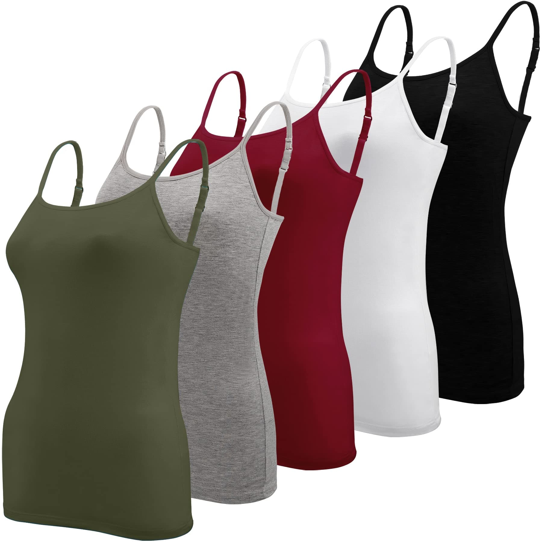 5 Pieces Basic Camisole Adjustable Strap Vest Top for Women and Girl