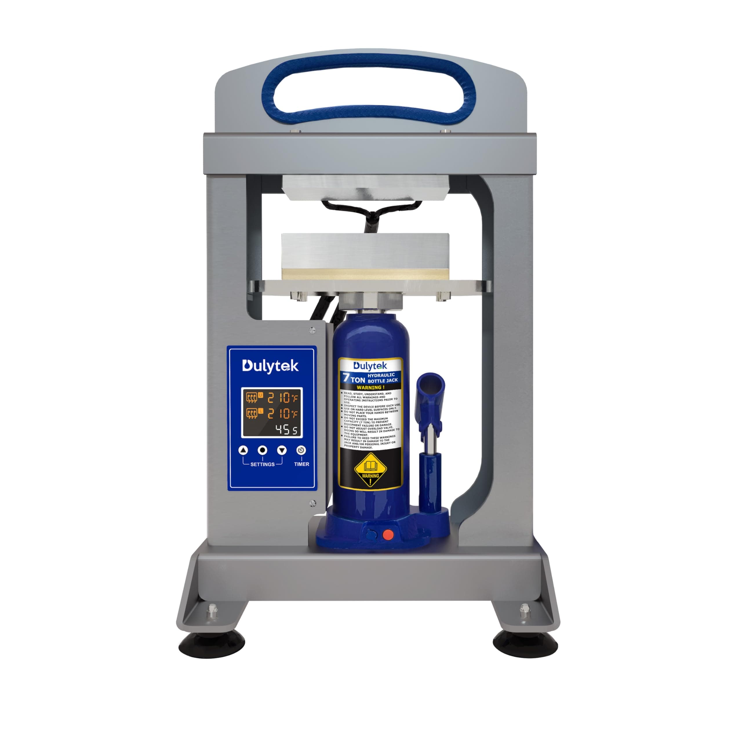 Dulytek DHP7-E Hydraulic Heat Press Machine, 7-Ton Pressing Force, Dual Heat 6" Plates, Touchscreen Control Panel - Free Starter Accessories Kit