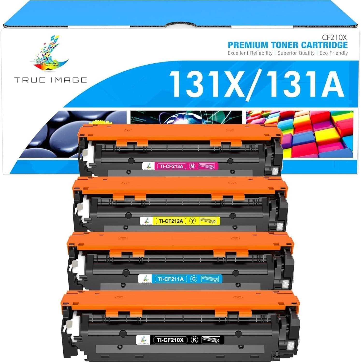 4 Pack Toner Cartridge Replacement for HP 131X CF210X 131A CF210A 128A CE320A 125A Laserjet Pro 200 Color MFP M276n M276nw M251nw M251n (Black, Cyan, Yellow, Magenta)
