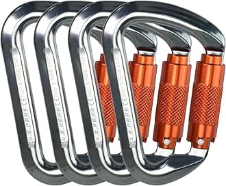 SEPEAK UIAA 30kN Climbing Carabiner Clips, Professional Heavy Duty Twist Locking Carabiners for Climbing,Mountaineering, Rappelling, Camping, Hiking, Swings, Large D Ring Hooks