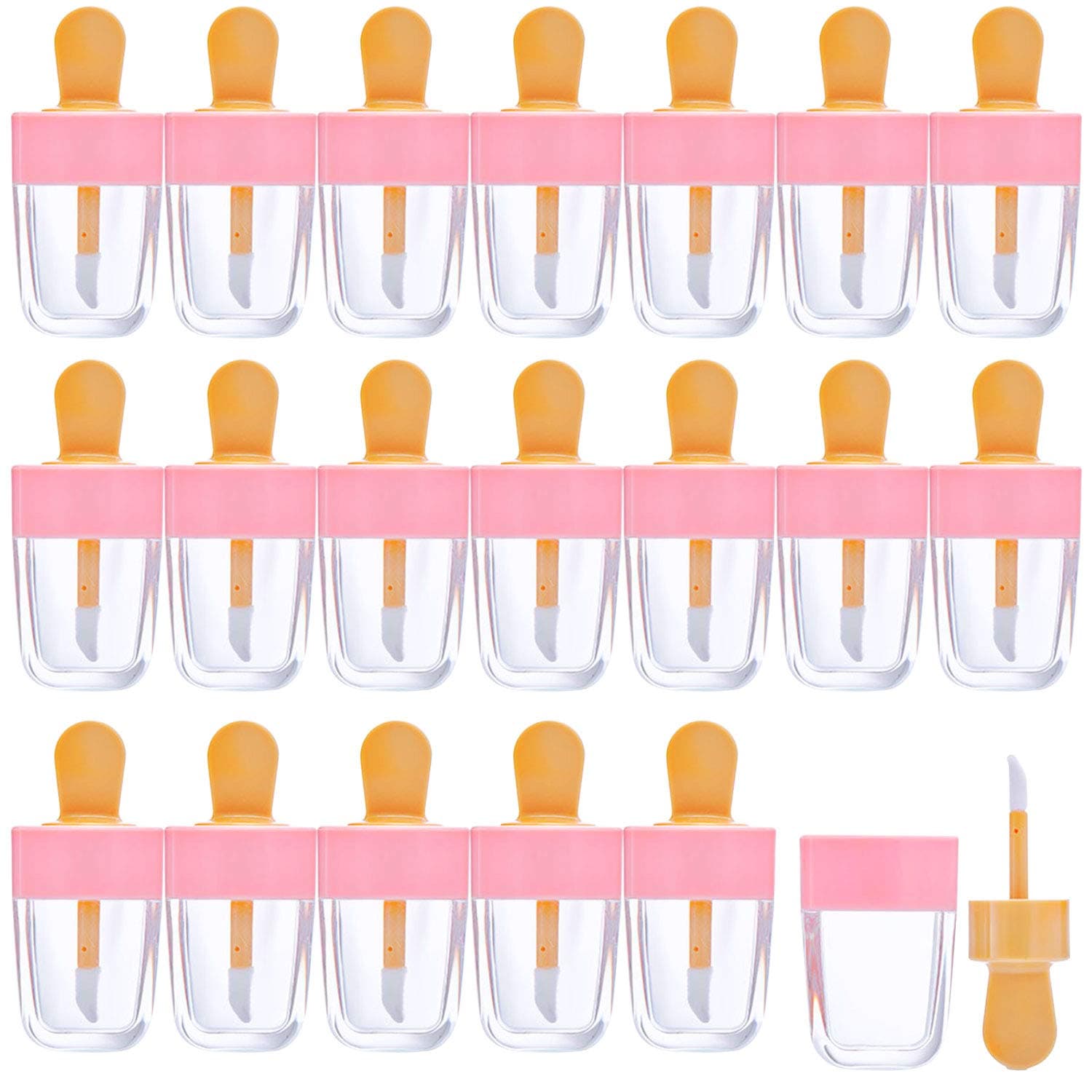 Cotiny 20 Pack Empty Lip Gloss Containers Pink Ice Cream Shaped Lip Gloss Tubes Refillable Lip Balm Tube Bottles for DIY Cosmetics