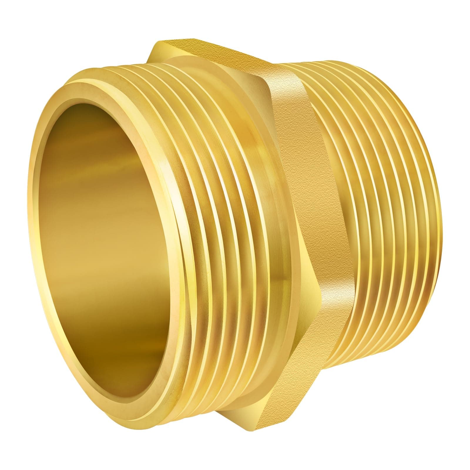 Fire Hydrant Hose Adapter, 1-1/2" NPT x 1-1/2" NST (NH) Male Hex Nipple Fire Hose Fitting Double Male Brass Fire Hydrant Adapter