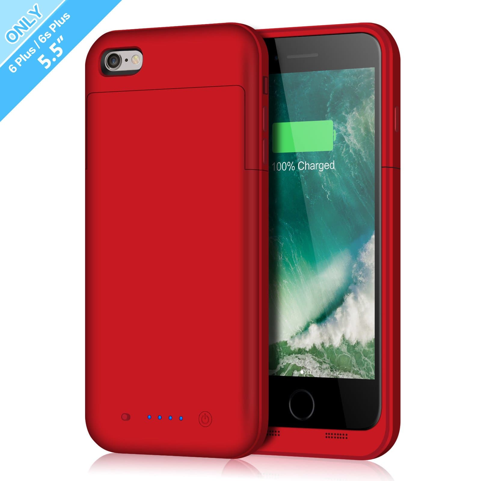 Battery Case for iPhone 6s Plus/ 6 Plus 6800mAh, Rechargeable Extended Charging Case for iPhone 6Plus Battery Pack Apple 6s Plus Portable Power Bank [5.5 inch] (Red-6800mah)
