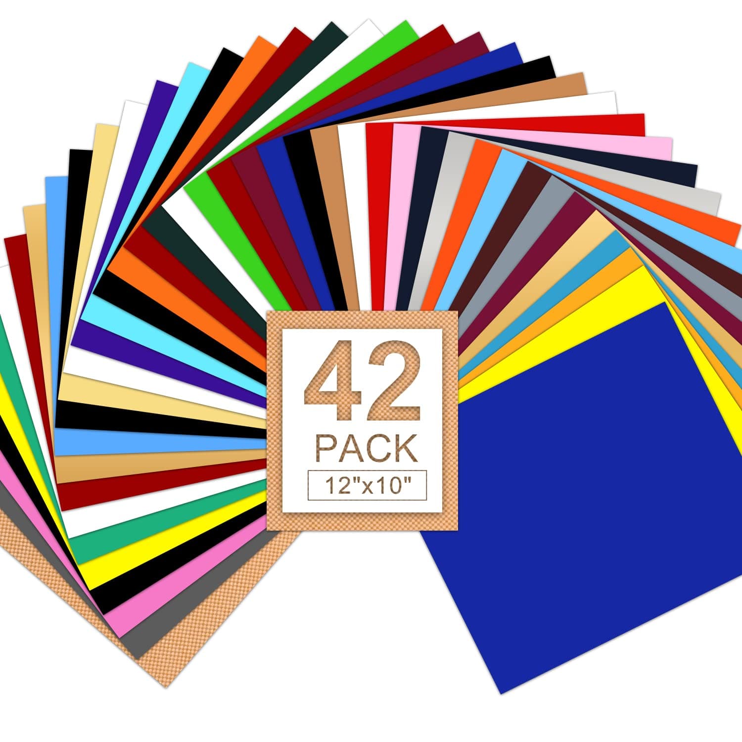 HTV Heat Transfer Vinyl Bundle : 42 Pack 12" x 10" Sheets Iron on Vinyl，30 Assorted Colors Heat Transfer Vinyl for DIY Iron on Fabrics T-Shirts