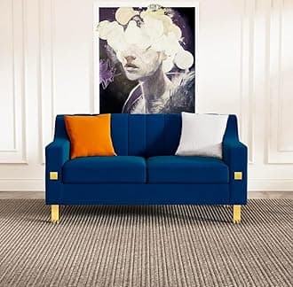 A to Z Furniture Classic Seater Sofa Set Luxury Chesterfield Leatherette Sofa in for Home Living Room & Office Stainless Steel Legs (Blue, 2 Seater)